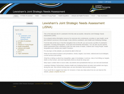 Lewisham JSNA Website Design Project